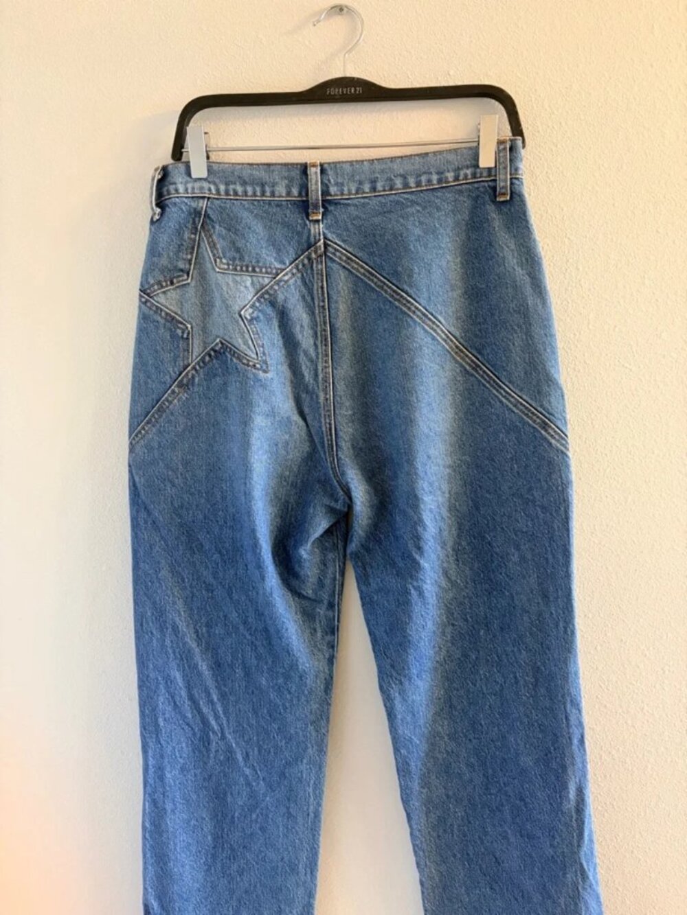 Reformation Blue Straight Leg Jeans with Star Patch - Picture 3 of 3